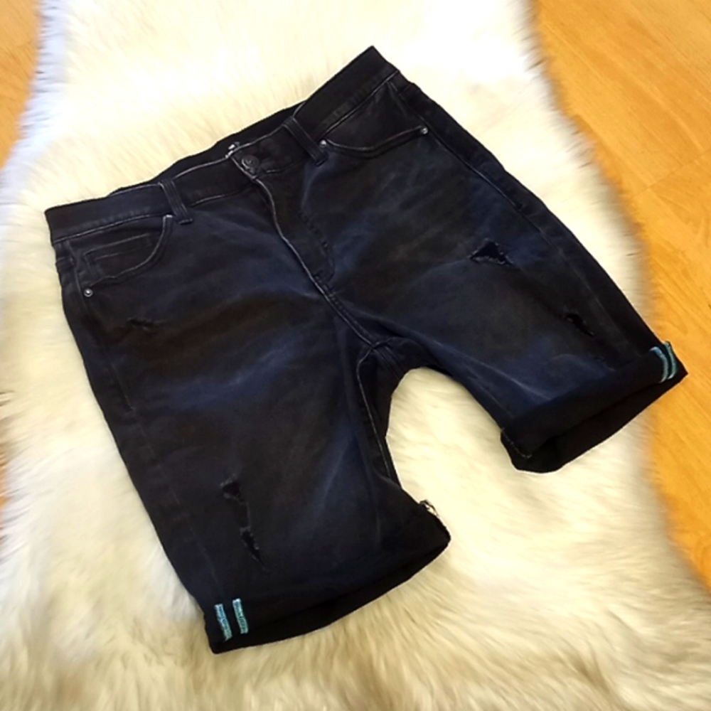 LulaRoe Distressed Black Denim Shorts-#1482